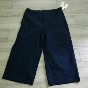 NWT Liz Claiborne Wide-Leg Crop High Rise Navy Blue Size 16